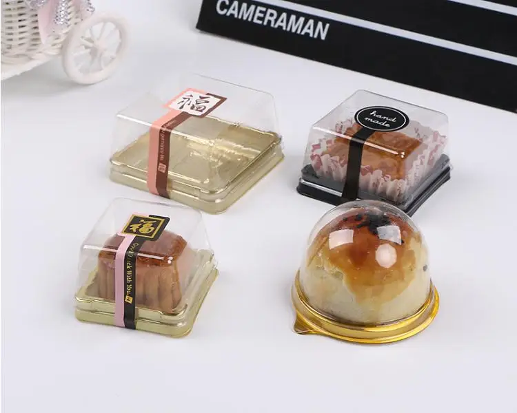 1000Sets Plastic Cake Box Single Individual Moon Cake Tray Boxes 50/80/100g Plastic Mooncake Pvc Box Food Gift Packaging Box SN