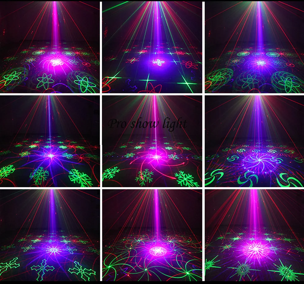 Mini RGB 5 Lens Laser 128 Patterns Projector Blue Led Club Home Party Bar DJ Disco Christmas Dance Stage Effect Lighting