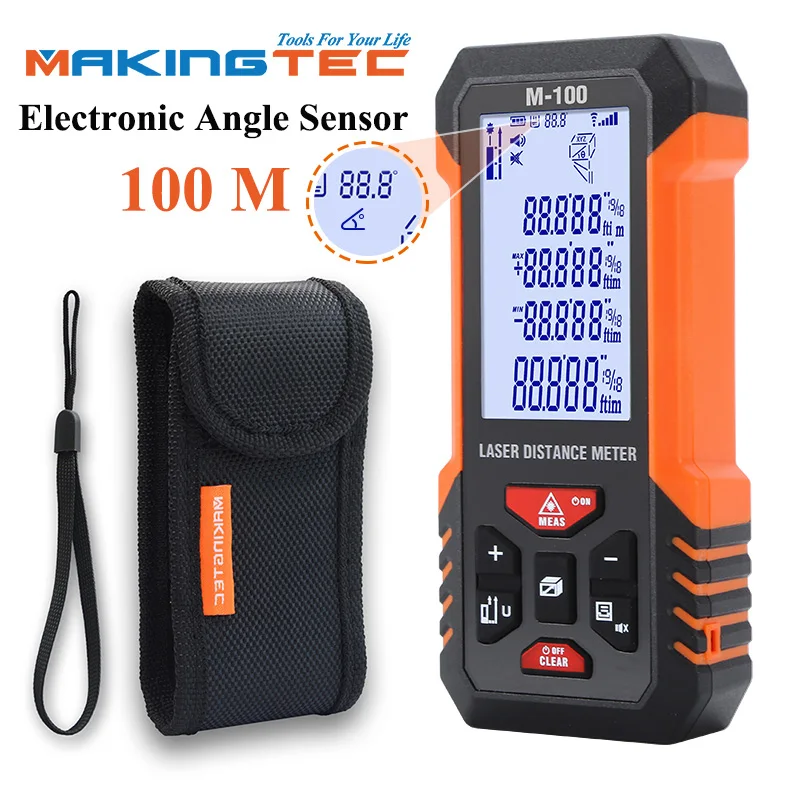 MAKINGTEC Laser Distance Meter 100m Laser Tape Measure Electronic Roulette Digital Measuring Tape Laser Rangefinder with Angle