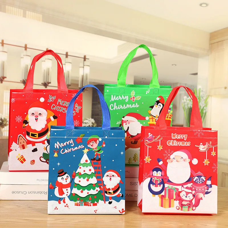 Multi-use Christmas Non-woven Fabric Handbags Kids Party Favors Reusable Shopper Bags Portable Storage Bags navidad 2021