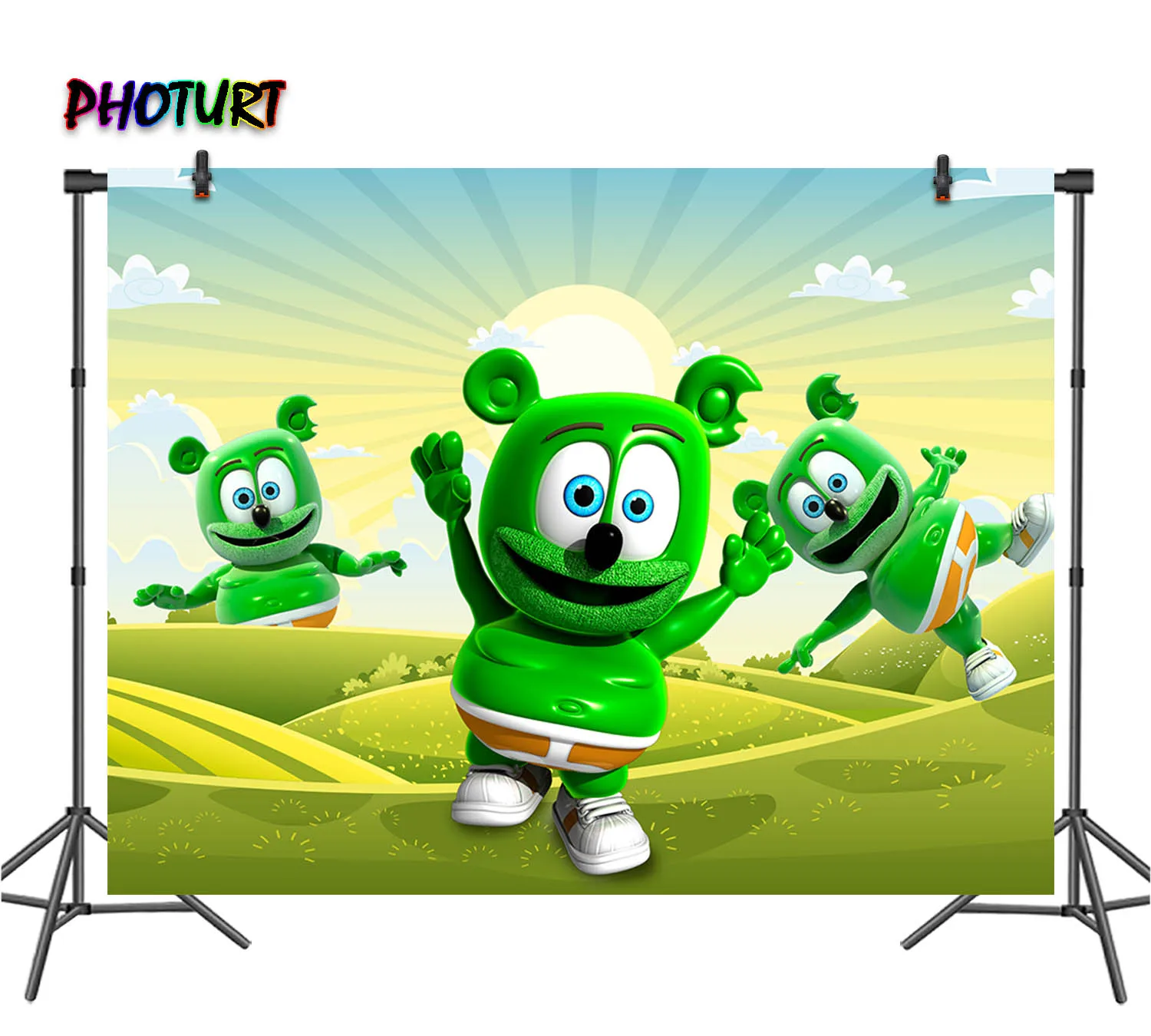 PHOTURT Cartoon Doll Toy Backdrop Kid Birthday Party Bedroom Decorate Background Green Grassland Banner Photography Props