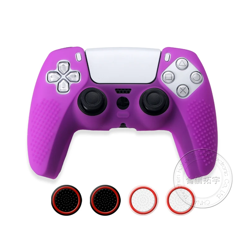 HOTHINK 1 مجموعة غطاء من السيليكون مع أغطية الإبهام لوحدة تحكم PS5 المضادة للانزلاق جزيئات محدبة غطاء مقبض ل بلاي ستيشن 5 DualSense