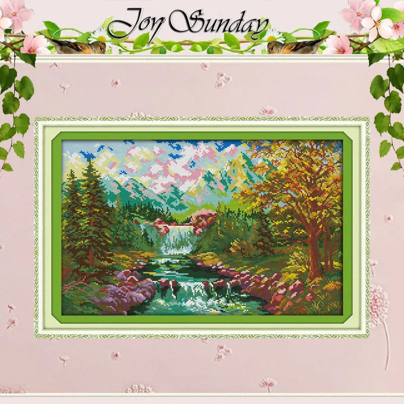 The Mountain Stream Patterns Counted Cross Stitch Set 11CT 14CT 16CT Stamped DMC Cross-stitch Kit Embroidery Needlework Crafs