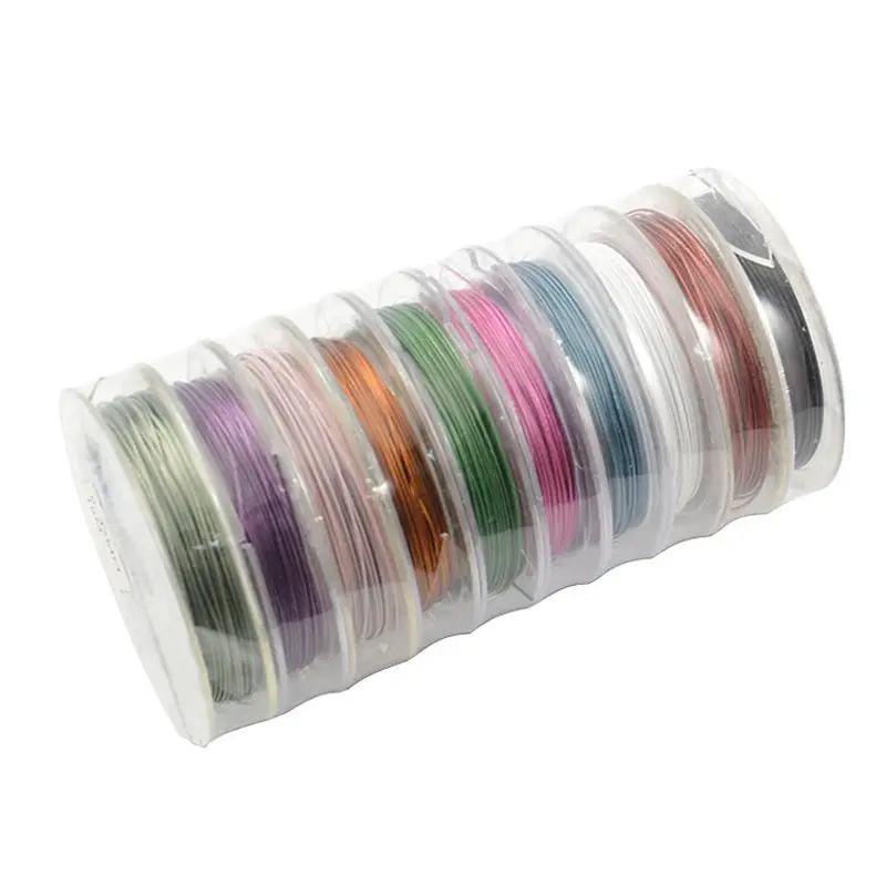 100M(10Roll) Mixed Colour Tiger Tail Beading Cord Wire 0.38mm 0.45MM