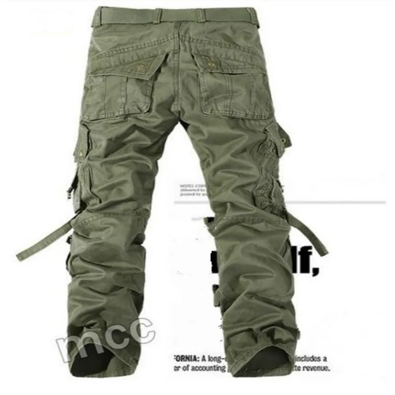 Nuevos pantalones Cargo para hombre, verde militar, gris, negro, bolsillos grandes, decoración informal, fácil lavado, pantalones de otoño para hombre, envío gratis P1309