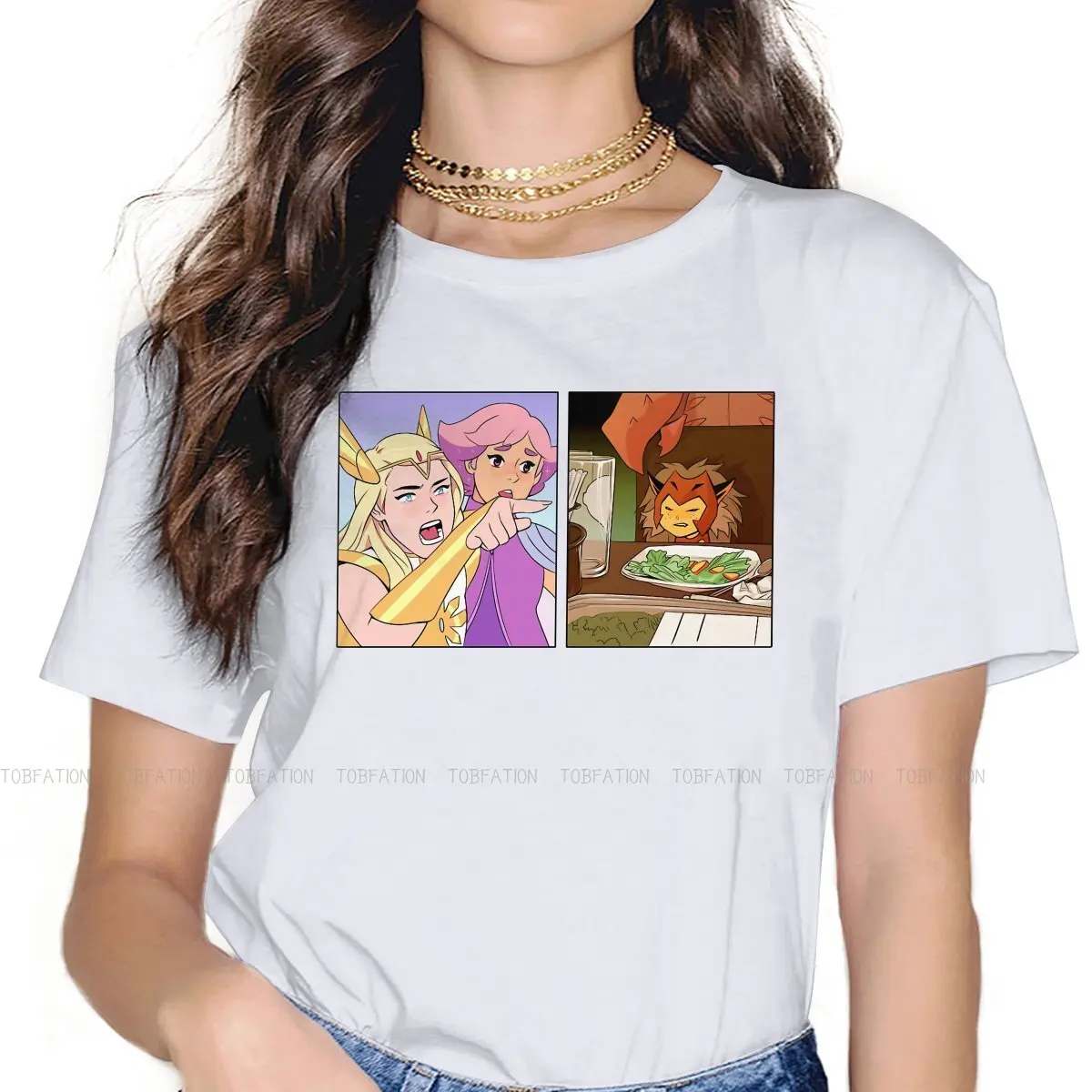 She Ra and the Princesses of Power Adora TV Women T Shirt Yelling At Catra Meme Female Tops Funny Tees Ladies 4XL Cotton Tshirt