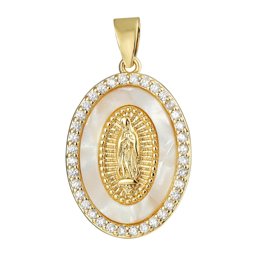 Juya handgefertigter, 18 Karat vergoldeter religiöser Medaillen-Souvenir-Anhänger, Heiliger Therese, Jungfrau Maria, christliche Charms-Zubehör – Detail 22