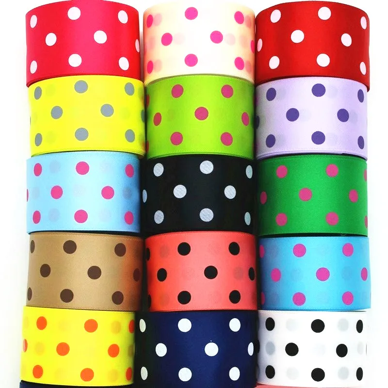 10 Yards 38MM Dots Ribbon Hair Bows DIY Crafts Handmade Accessories Home Decoration