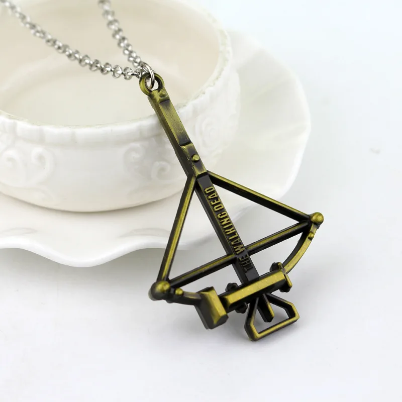 TV Series The Walking Dead Zombie Crossbow Axe Charm Pendant Necklace Baseball Bat Lucille Negan Chain Necklaces For Men Women