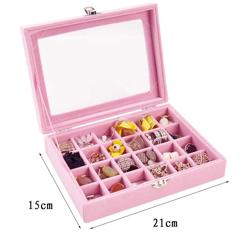 Hot Sales Fashion Portable Velvet Jewelry Ring Jewelry Display Organizer Box Tray Holder Earring Jewelry Storage