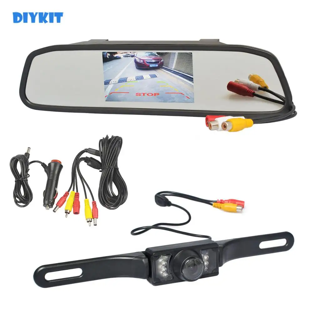 

DIYKIT 4.3inch Car Rearview Mirror Monitor Auto Parking System IR Night Vision Backup Reverse Camera Car Rear View Camera