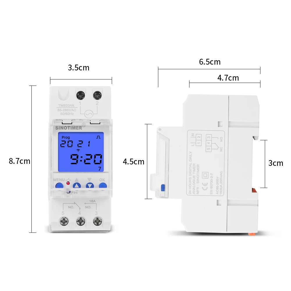 TM920AKL Electronic 3 IN 1 Digital 7 Days Programmable Timer Switch With Pluse Countdown Function Din Rail Time Relay 85-265VAC