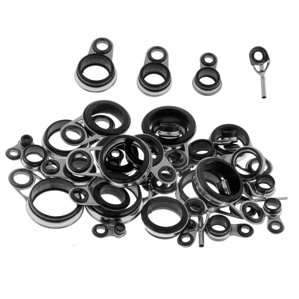 37Pcs Telescopic Fishing Rod Guides Top Tips Ring Set Rod Repair Kit Mixed Sizes 1-16mm image 5