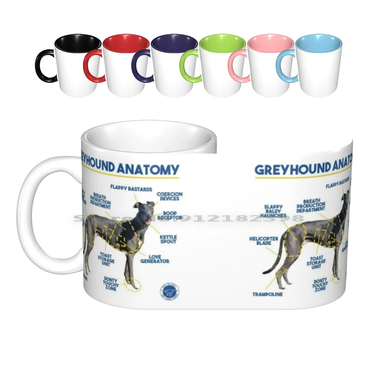 Greyhound Anatomy Ceramic Mugs Coffee Cups Milk Tea Mug Greyhound Funny Greyhound Blue The Grey Blue Greyhound Adopted