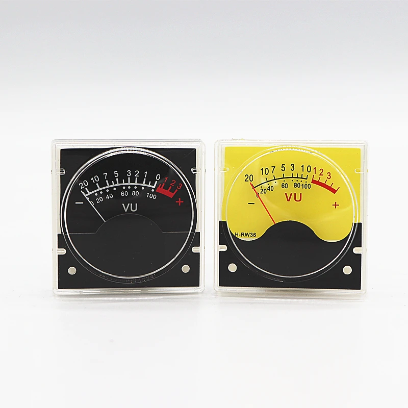 1PC Power Amplifier Audio Level Meter VU Meter Pointer Audio VU Meter H-R36 VU Dial With Black Background And Yellow Background.