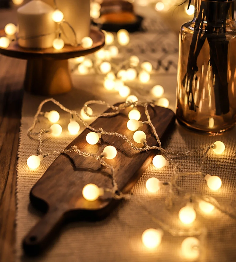 2M 5M 10M kiraz toplar LED perili dizi lamba pil USB 220V 110V kumandalı düğün noel açık oda çelenk dekorasyon