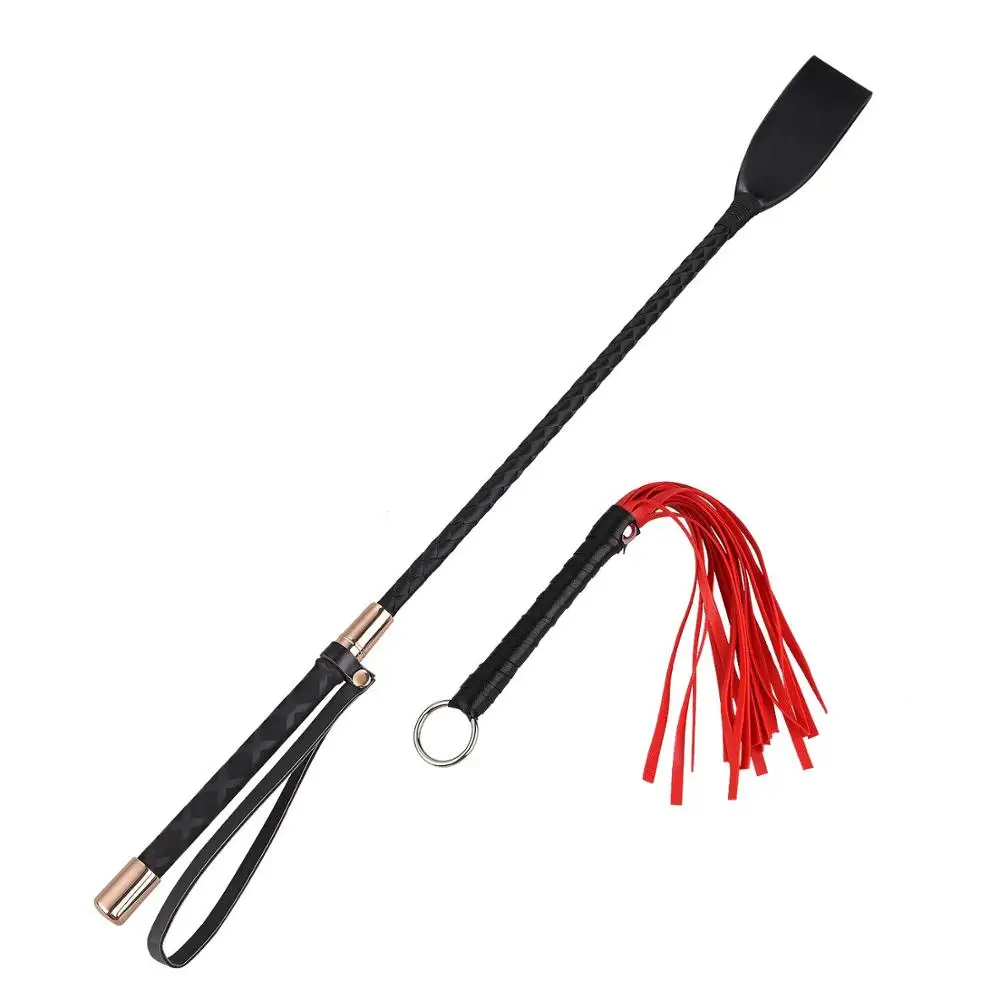 21 Inch Horse Supply Riding Crop Jump Bat and PU Leather Short Black Red Riding Whip for Horse Teaching Training Projetc