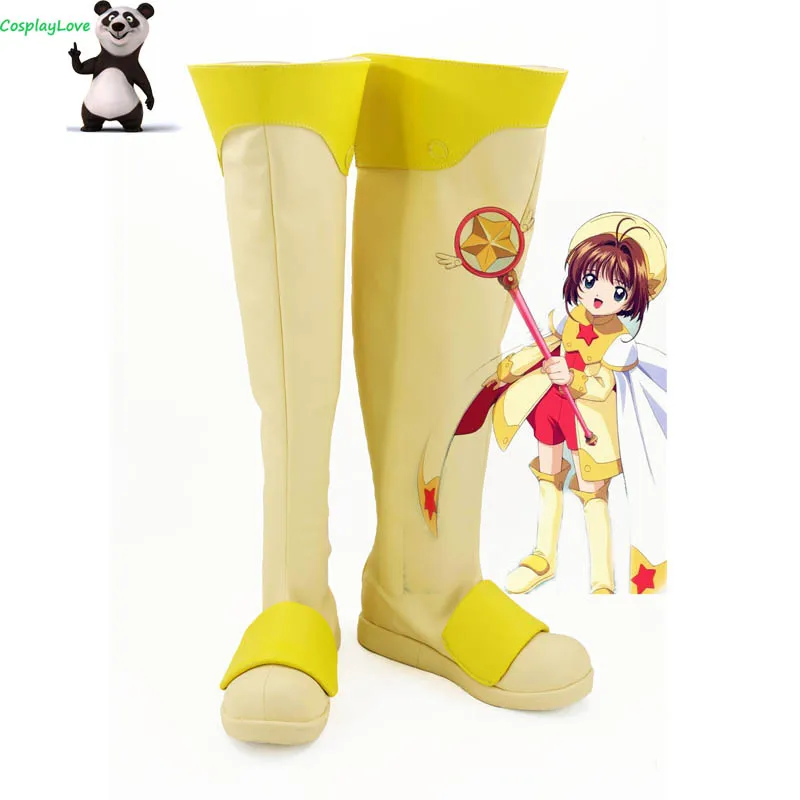 

Cardcaptor Sakura Sakura Kinomoto Yellow Shoes Cosplay Long Boots Leather Custom Made For Party Christmas Halloween