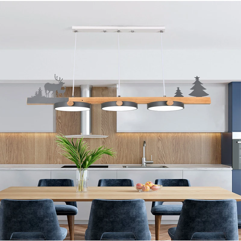 

2023 New Nordic Modern Creative LED Chandelier Dining Room Chandelier Living Wooden Kitchen Hotel Cafe Lighting