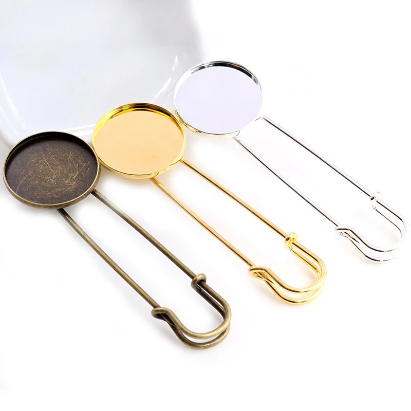 5pcs 25mm 20mm 18mm Inner Size Bright Silver Plated Gold Plated Bronze Brooch Pin Simple Style Cabochon Base Setting Pendant