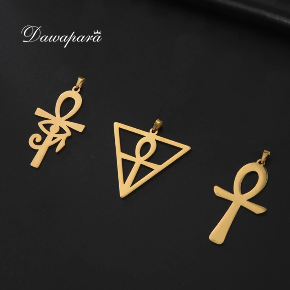 Dawapara Egyptian Hieroglyphs Ankh Amulet The Sign of Life Cross Pendants Stainless Steel DIY Accessories for Jewelry Making