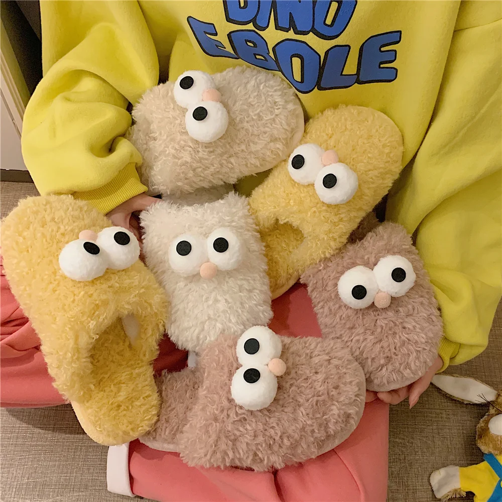 2021 Autumn Women Home Slipper Anti-skid Wool Shoes Winter Indoor Household Slipper Female Warm Lovely Cartoon Cotton Slippers