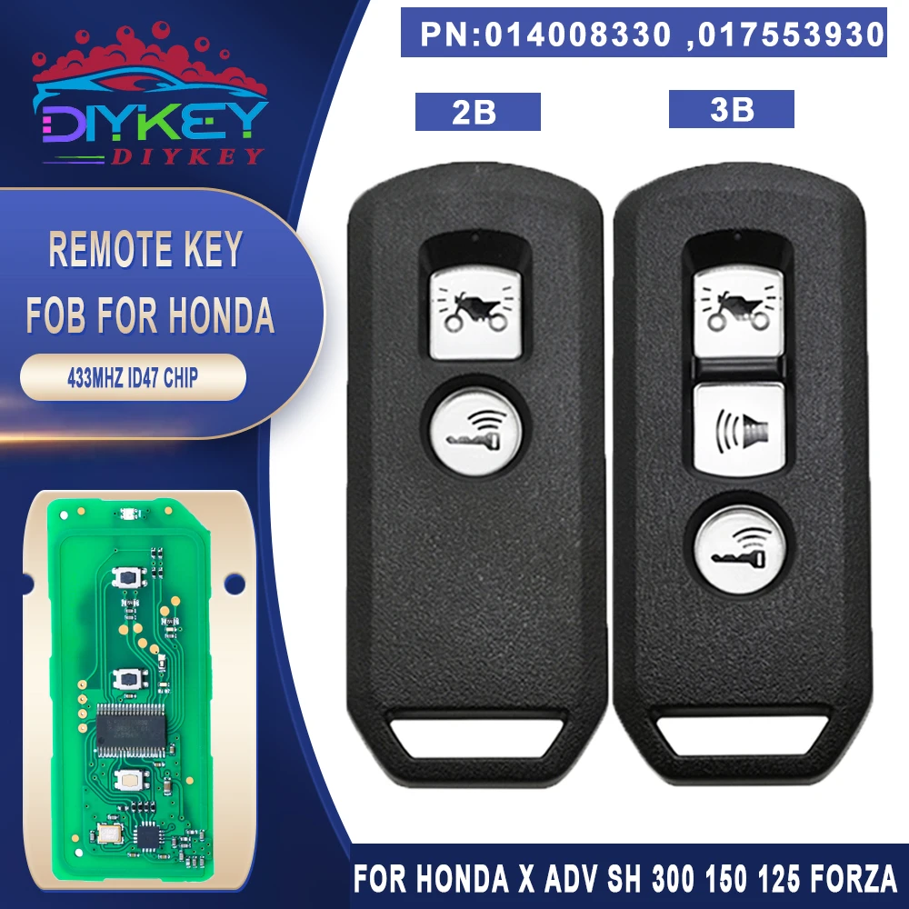 DIYKEY Keyless Remote Key Fob 434MHz For Honda K35V3 ADV SH 150 Forza 300 125 PCX150 2016 2017 2018 2019 Motorcycle Scooter