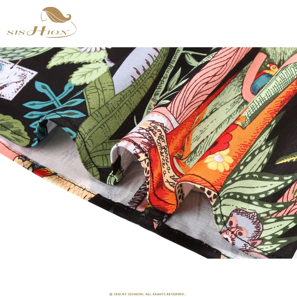 SISHION Dropshipping Floral Toucan Print Mini Rock SS0008 Baumwolle Vintage Schlank Retro Sexy Röcke Frauen Damen Frauen Rock Y2K – Detail 12