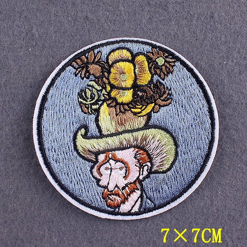 Iron On Patch Van Gogh Patches On Clothes DIY Oil Painting Stripes Wave Clothing Thermo adhesive Patches for Clothing Stickers