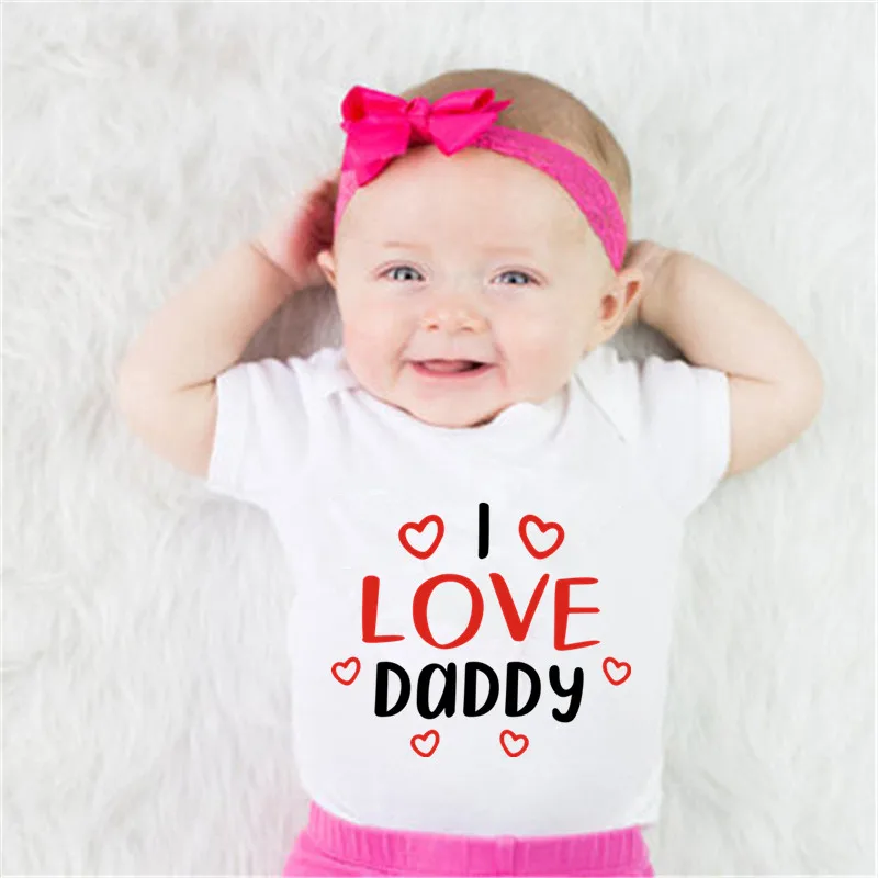 

I Love Daddy Baby Girls Romper Summer Infant Unisex Newborn Short Sleeve Girls Print One-pieces Jumpsuit Baby Cotton Clothes