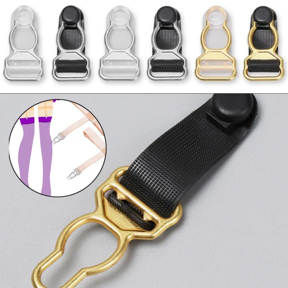 Plastic Underwear Accessories Adjusting Buckle Suspender Ends Buckles Hosiery Stocking Grips Alloy Sock Clips Belt Clip Hooks