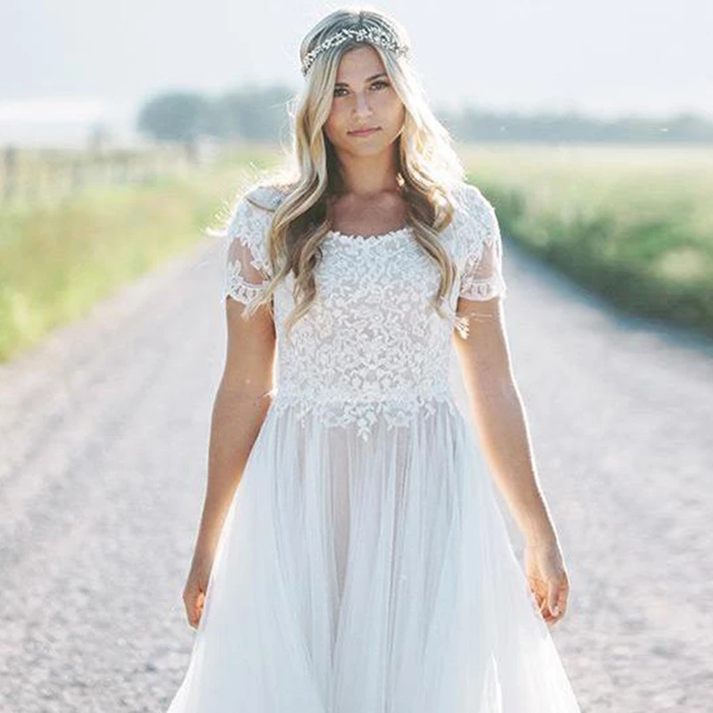 Vestido boho Wedding dress lange jurken robe longue Robe De Soiree simple robe de soiree bride to be платье lace