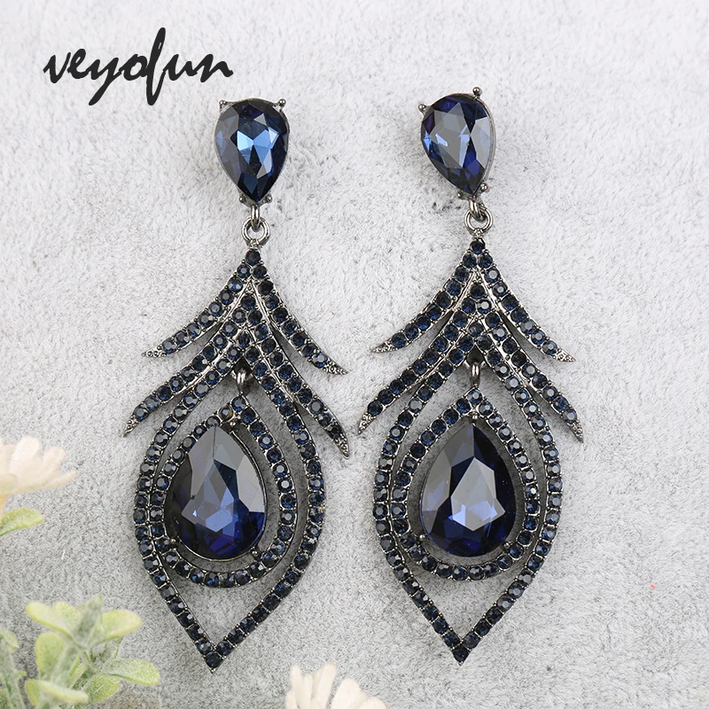 Veyofun Vintage Hollow Crystal Rhinestone Drop Earrings Classic Dangle Earrings Fashion Jewelry for Woman New