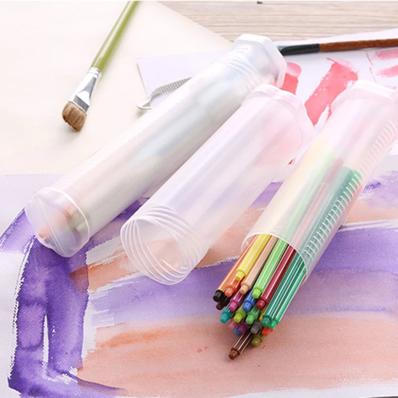 Transparent Cylinder Pencil Case Adjustable Plastic Pen Holder Portable Drop shipping