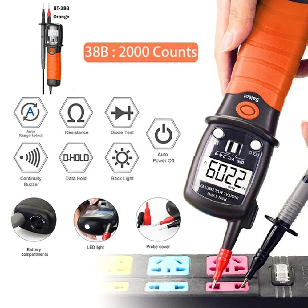 BTMETER BT-38B,Digital Multimeter Handheld Pen Type,Backlight LCD Display,DC/AC Voltmeter Voltage Meter,Continuity Tester