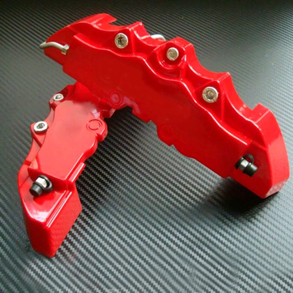 4PCS Universal 3D Car Disc Brake Caliper Cover Red Brake Cover Disc Red Front and Rear Accessories Kit Fit For 18-24 Inch