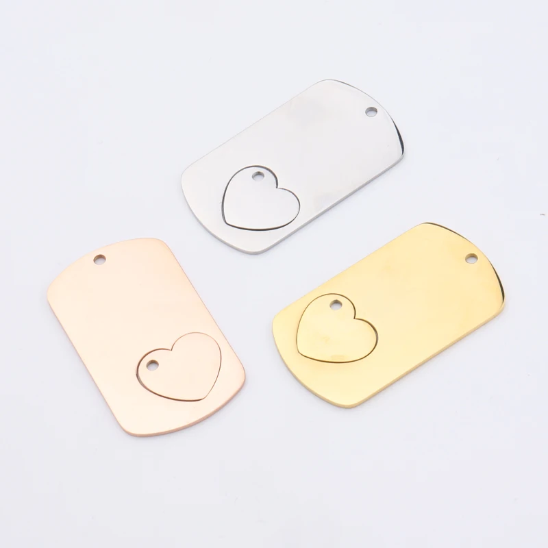 Fnixtar 10Pairs Heart Blank Bar Charms Mirror Polish Stainless Steel Charms For DIY Making Necklace Bracelets Key Chain Jewelry