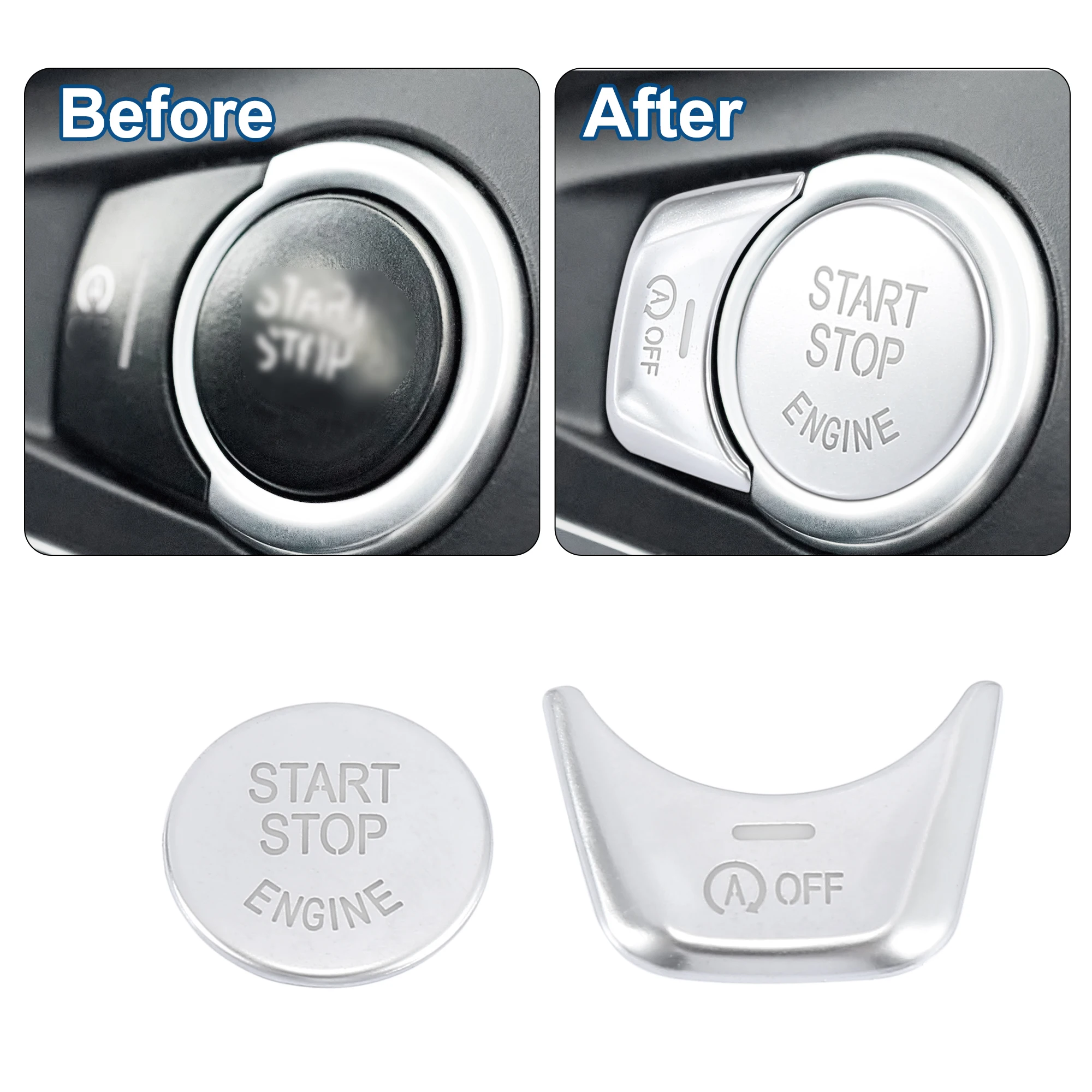 Uxcell Car Off and Engine Start Stop Switch Button Cover Set for BMW 5 Series 7 Series 2018-2020