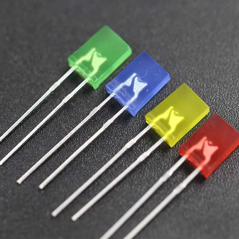 1000PCS 2x5x7 Square With Color Short Foot Red Blue Yellow And Green Directly Inserted LED Light Dead