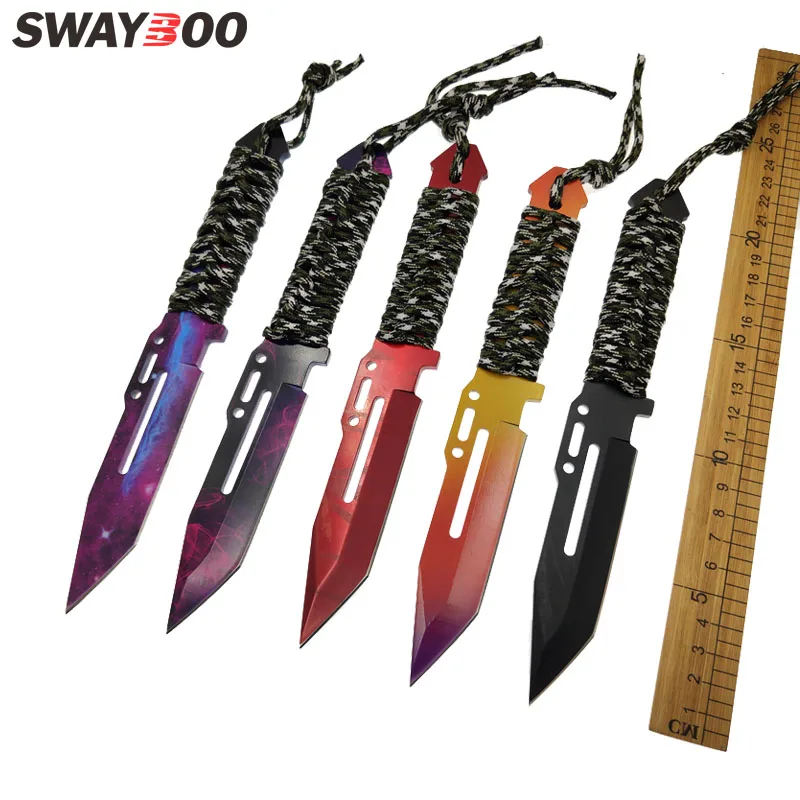 Swayboo CS الذهاب مكافحة ضربة التكتيكية مستقيم التخييم بقاء الصيد السكاكين غمد تتلاشى