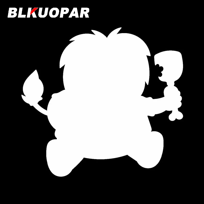 BLKUOPAR for Fat Lion Was Sitting Holding Meat Car Stickers Personality Cartoon Waterproof Decals Vinyl Die Cut Car Accessories