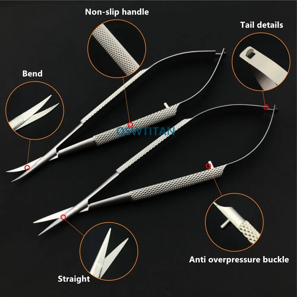 Edelstahl Hornhaut schere ophthalmic Mikroskopische Schere für dental Instrument Doppel augenlid schere