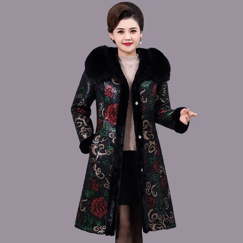 Winter Fur Coat Jacket Women 2022 New Middle-aged Female One Piece Of Fur Overcoat Mid-length Fashion Double-sided Fur Outwear