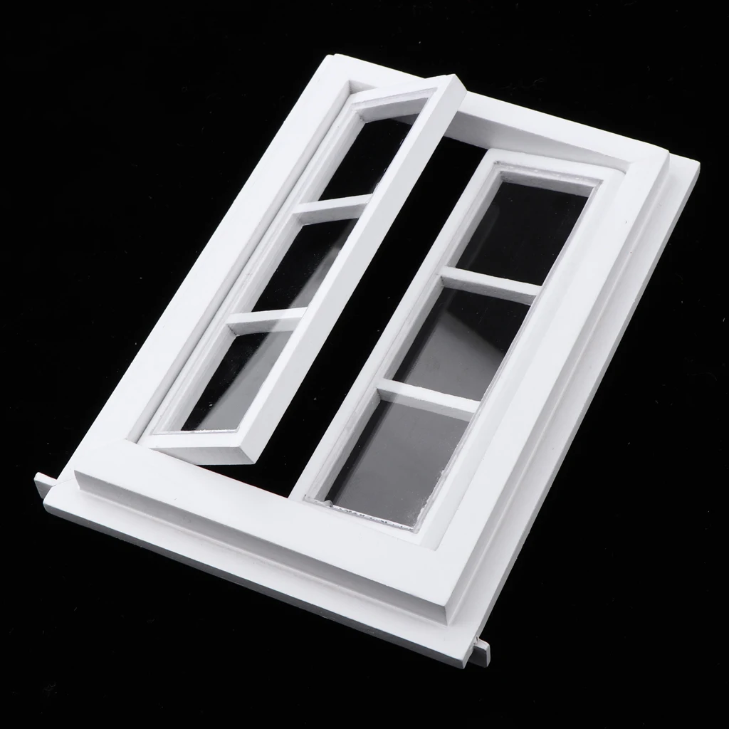 Miniature Windows ไม้ยุโรปตุ๊กตา DIY อุปกรณ์เสริมสำหรับตกแต่งห้องเด็ก1/12 Scale