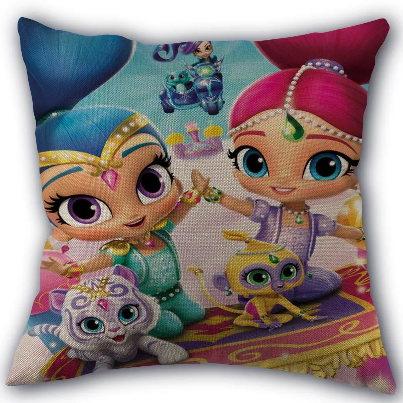 Custom Shimmer Shine Cartoon Pillowcase Cotton Linen Fabric Home Textile Square Pillowcase 45X45cm Wedding Decorative No Fade