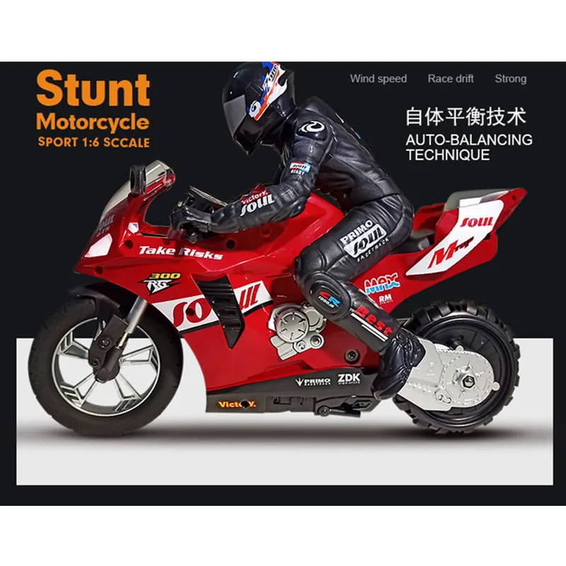 RC Stunt Motorcycl 3D หมุนพลิก2.4G รีโมทคอนโทรล Stunt Motorbike ความเร็วสูง Drift รถกันกระแทก Auto Balance ของเล่น