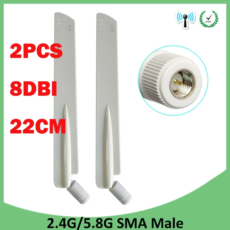 

2pcs 2.4G 5.8Ghz Dual Band wifi Antenna router 8dBi SMA Male Connector 2.4G 5G 5.8G IOT Antena aerial wireless router antenne