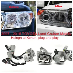 Headlight Modification Upgrade Transfer Wire Adapter Harness For Toyot-a Land Cruiser From 07-15 Halogen To Xenon Play AND Plug