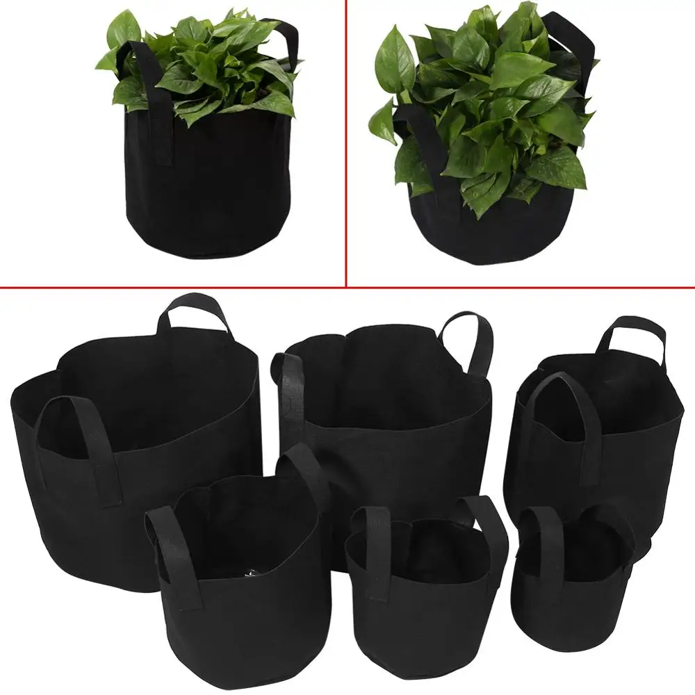 1/2/3/5/7/10 Gallon Black Garden Plant Grow Bag Vegetable Flower Pot Potato Garden Grow Bags Flower Vegetable Planting Pots