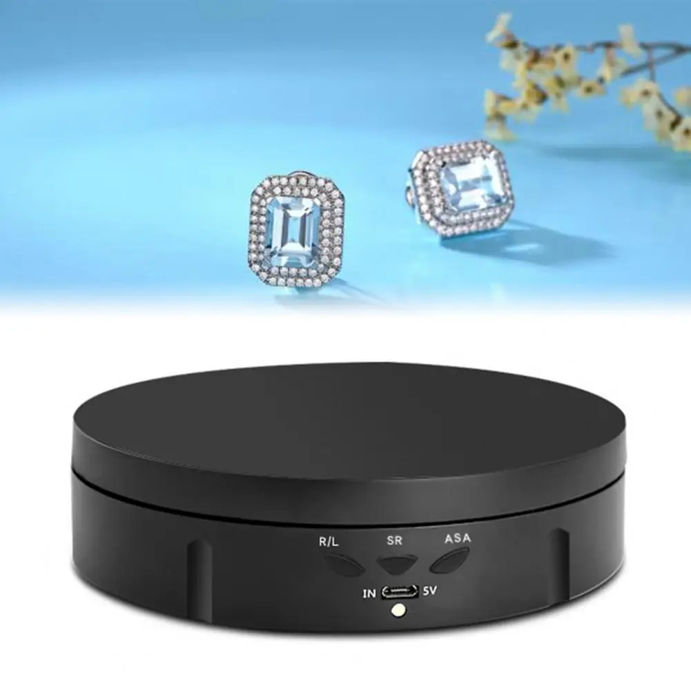 

Electric Rotating Display Stand Motorized Turntable Round Shape Adjustable Speed ABS Mute Rotating Showcase for Jewelry